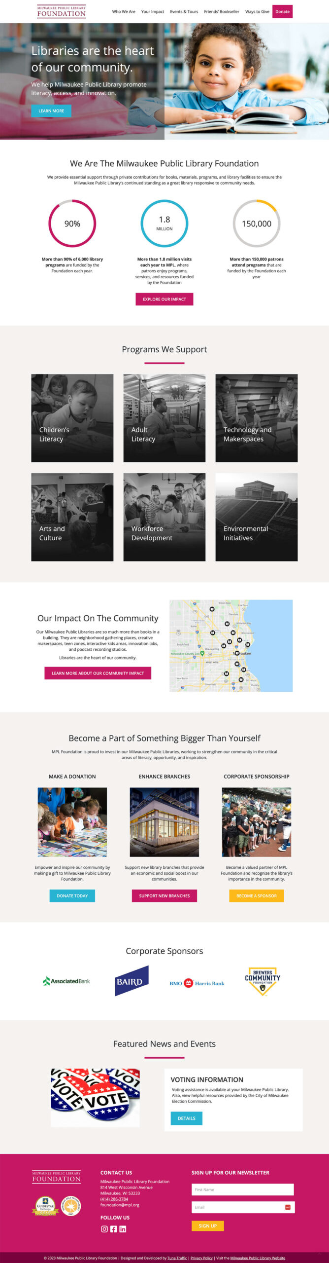 Tuna Traffic Website Design and Development Milwaukee Public Library Foundation Homepage
